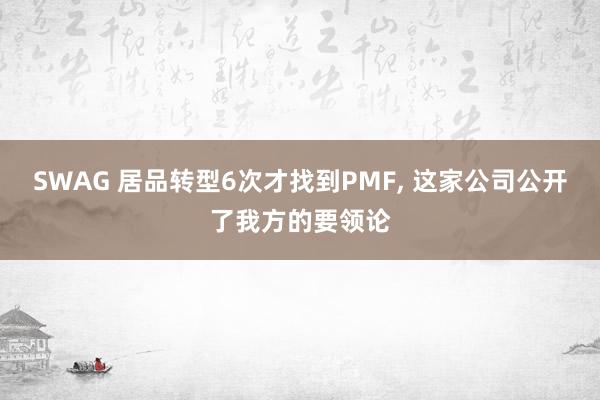 SWAG 居品转型6次才找到PMF， 这家公司公开了我方的要领论
