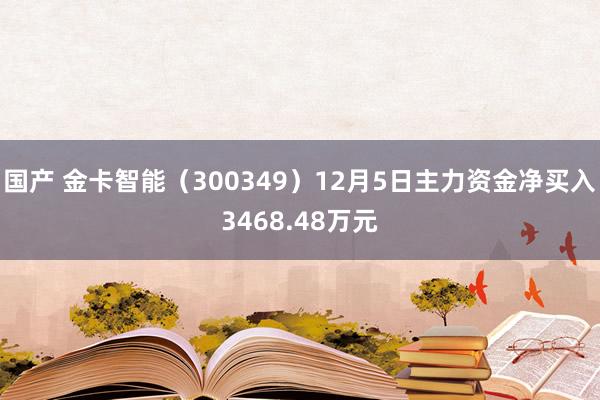 国产 金卡智能（300349）12月5日主力资金净买入3468.48万元