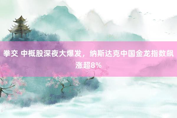 拳交 中概股深夜大爆发，纳斯达克中国金龙指数飙涨超8%