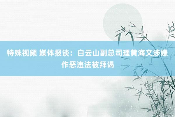 特殊视频 媒体报谈：白云山副总司理黄海文涉嫌作恶违法被拜谒