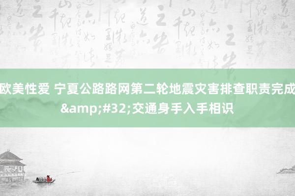 欧美性爱 宁夏公路路网第二轮地震灾害排查职责完成&#32;交通身手入手相识