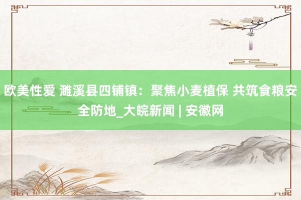 欧美性爱 濉溪县四铺镇：聚焦小麦植保 共筑食粮安全防地_大皖新闻 | 安徽网