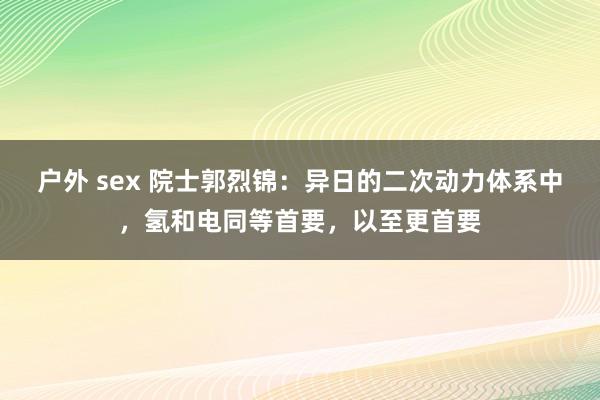 户外 sex 院士郭烈锦：异日的二次动力体系中，氢和电同等首要，以至更首要