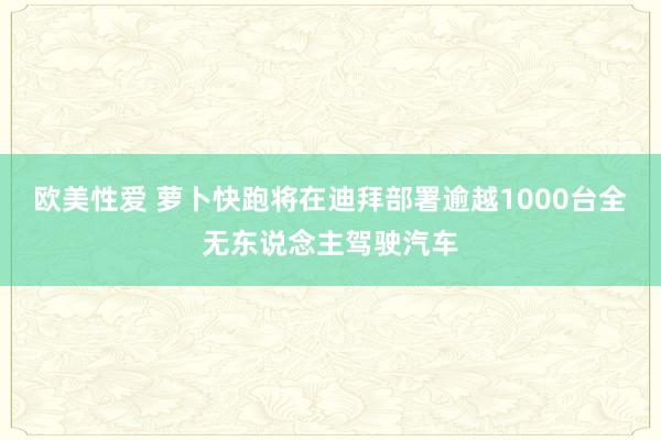 欧美性爱 萝卜快跑将在迪拜部署逾越1000台全无东说念主驾驶汽车